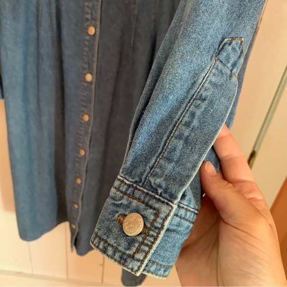 Vintage Denim Maxi Dress Button Down Perfect Western Dress 100% Cotton - Picture 3 of 14